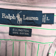 Chemise Ralph Lauren Ellington TALK L Manches Courtes Lilas Rayures Vertes Logo