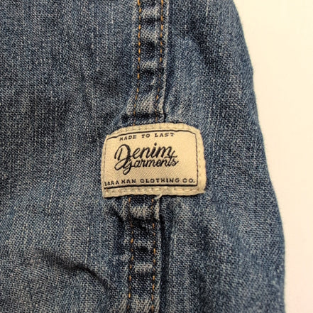 Chemise Zara Man western L denim bleu boutons pression manches longues