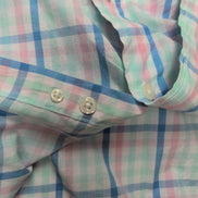 Chemise CHAPS vert bleu rose à carreaux manches courtes taille S #8e