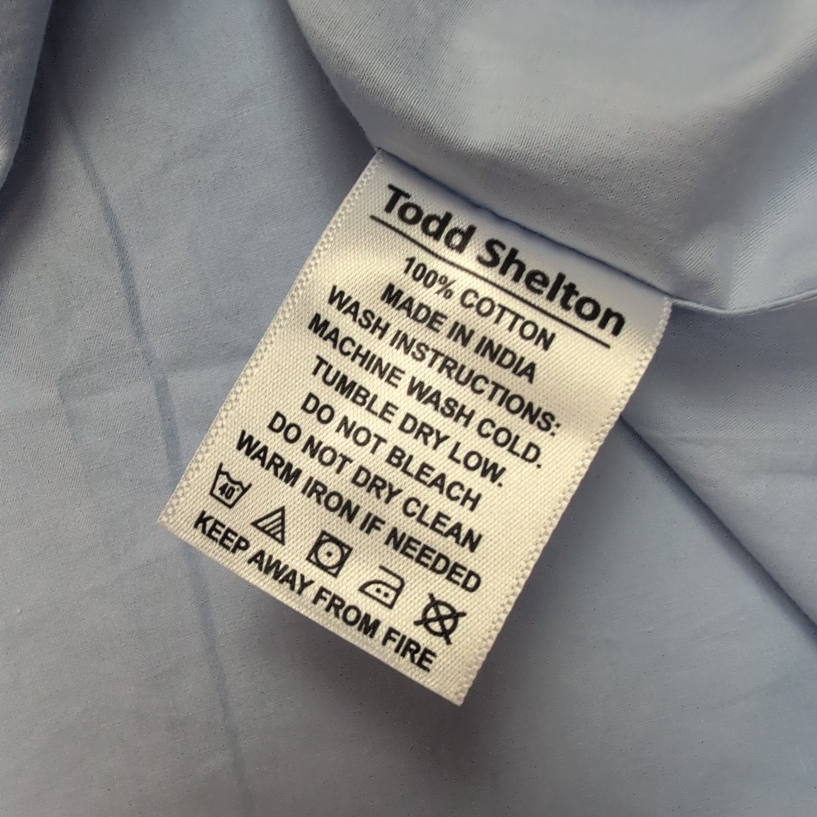 Chemise Todd Shelton M Neuve Étiquette Slim Fit 100% Coton Bleu Unie