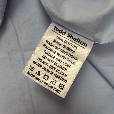 Chemise Todd Shelton M Neuve Étiquette Slim Fit 100% Coton Bleu Unie