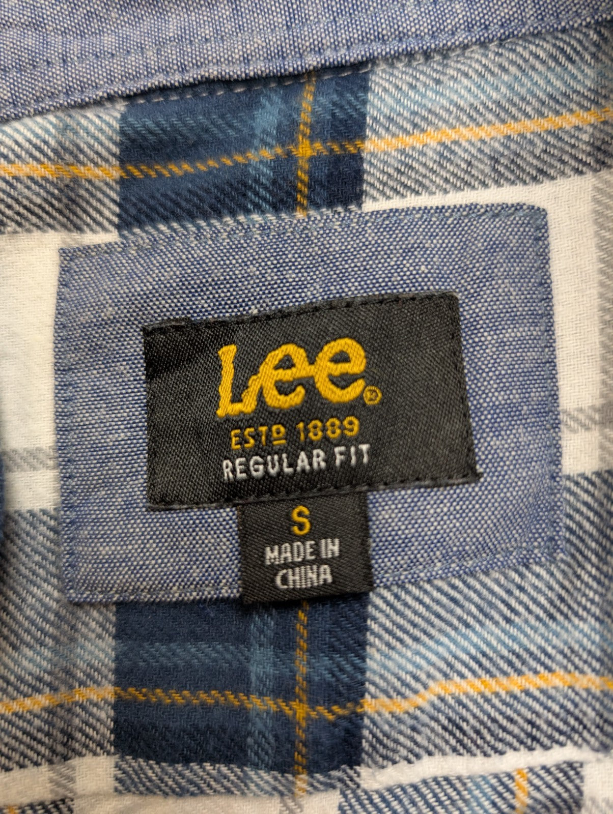 👖 Chemise LEE S Flanelle Poly-Coton Carreaux Bleu Jaune |299S