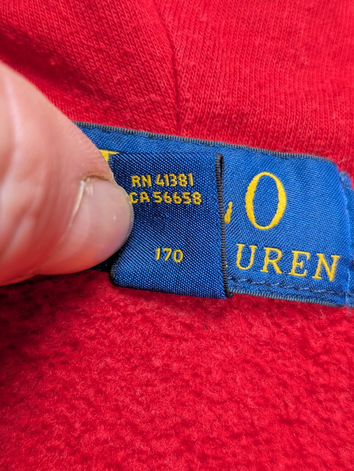 Veste à Capuche Zippée Polo Ralph Lauren Rouge Logo Marine - Taille XL 18-20