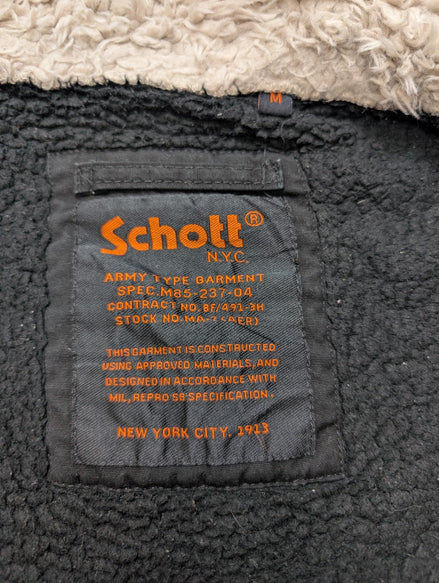 Blouson Schott NYC Vintage M Sherpa Cuir Laine USMC Style Harrington