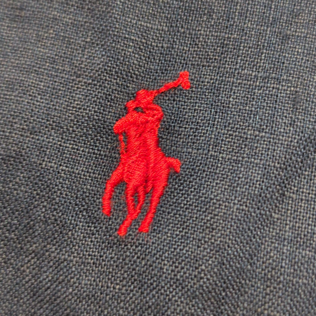 Chemise Ralph Lauren S Custom Fit 100% lin bleu marine logo rouge QR Code