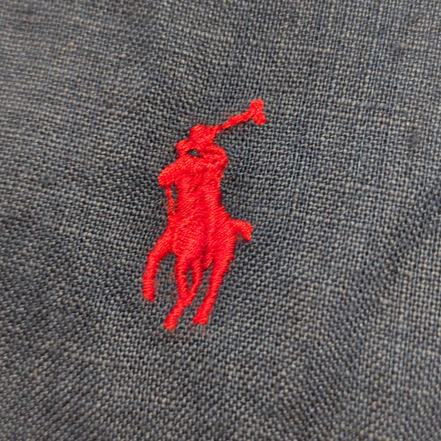 Chemise Ralph Lauren S Custom Fit 100% lin bleu marine logo rouge QR Code