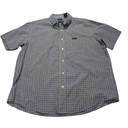 Chemise CHAPS noire et jaune à carreaux manches courtes taille XL #15e