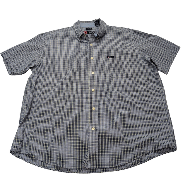 Chemise CHAPS noire et jaune à carreaux manches courtes taille XL #15e