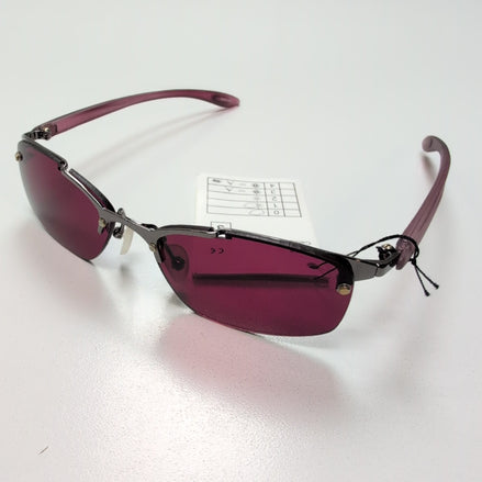 Lunettes de soleil Y2K Rectangulaires Métal Chromé Gris et Bordeaux