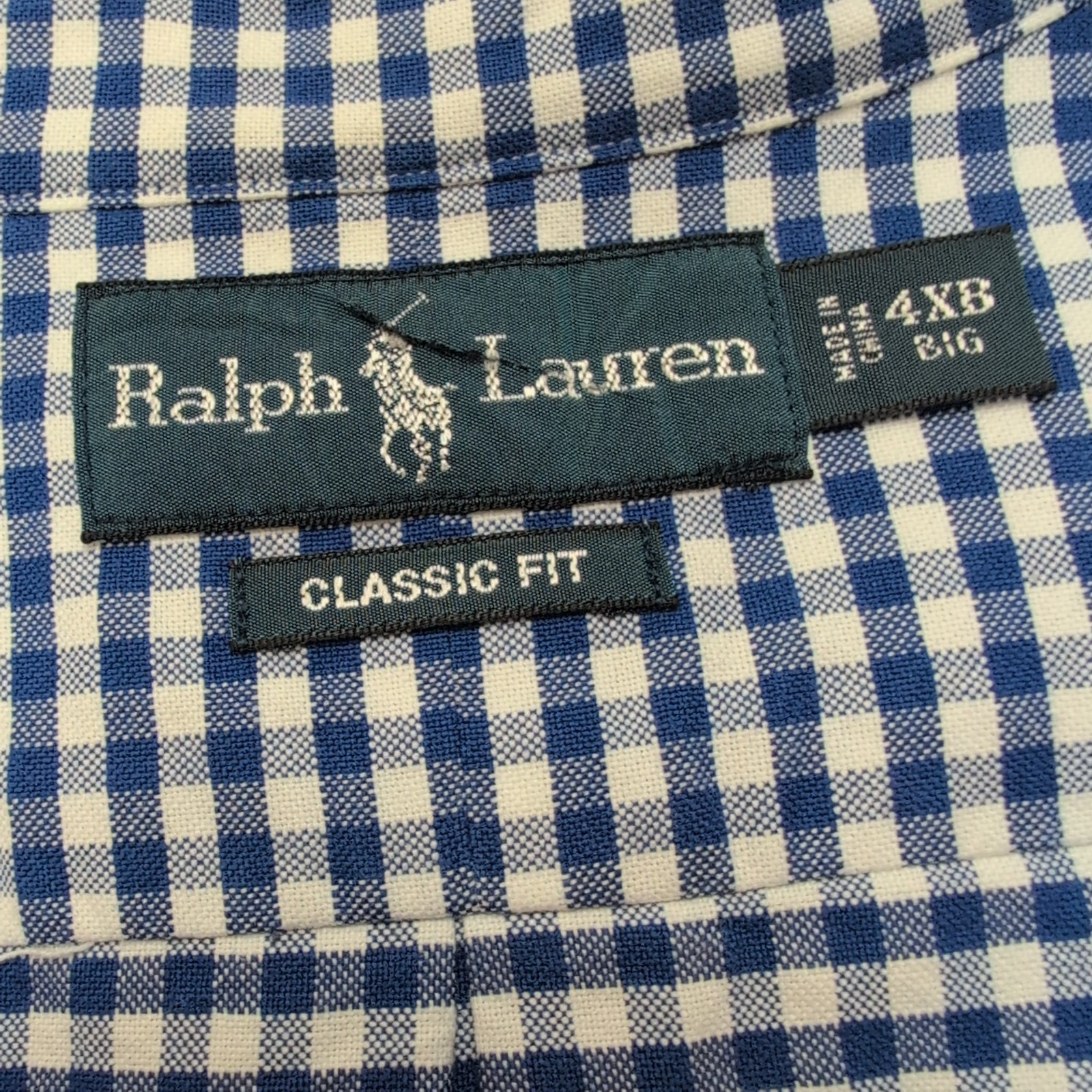 Chemise Ralph Lauren Classic Fit 4XL Big Bleu Carreaux Oxford Logo Orange
