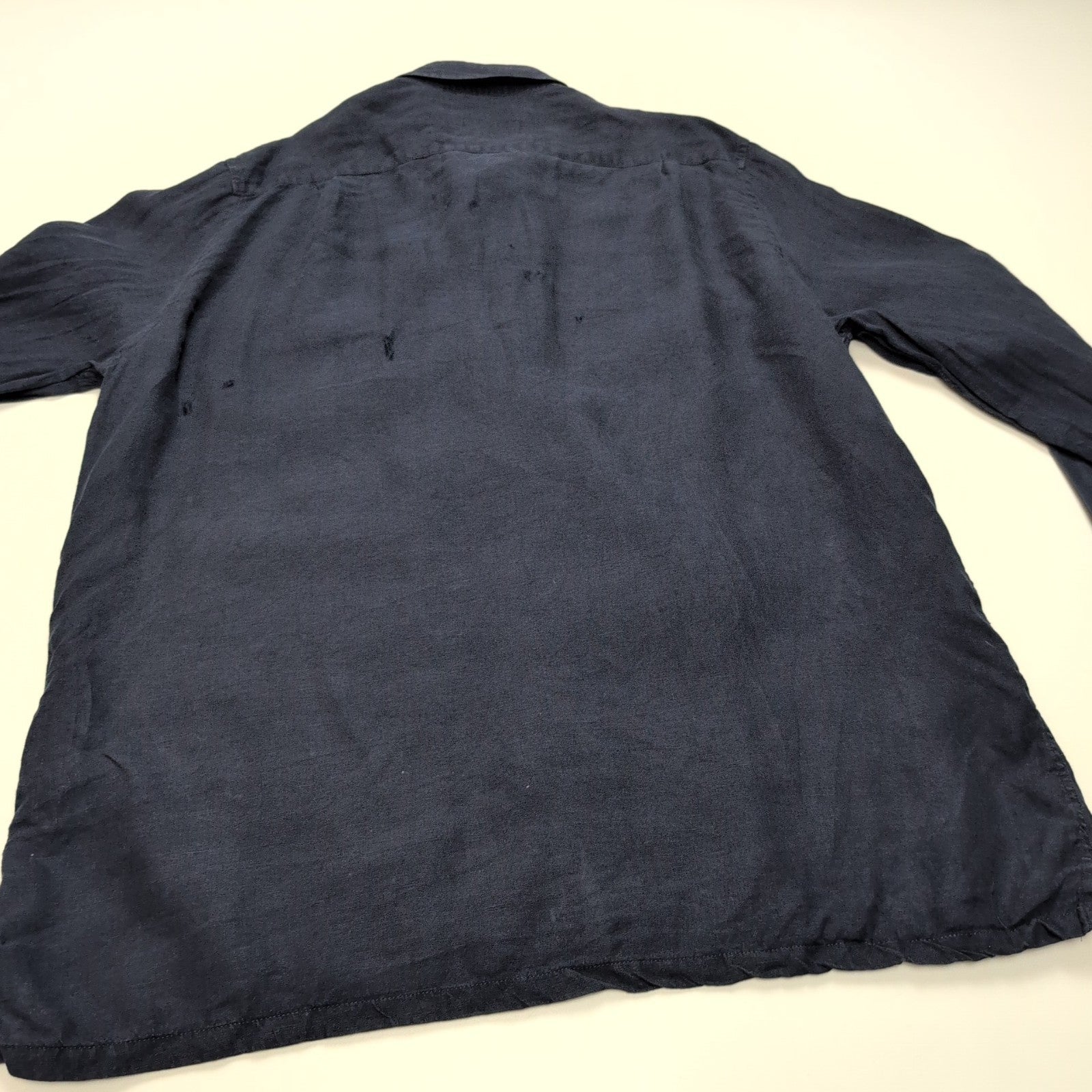 Chemise Lacoste 44 XL 100% Lin Bleu Marine Regular Fit Made in Romania