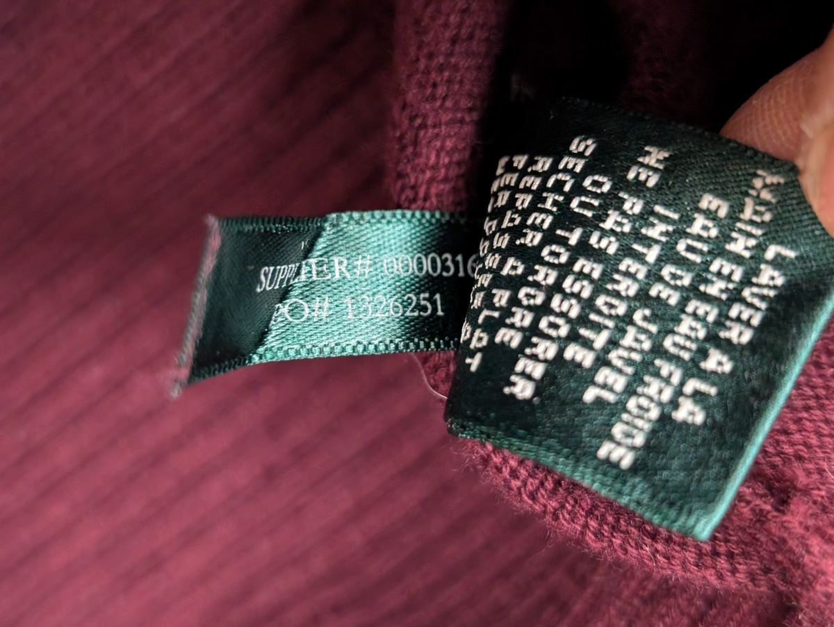 Pull Lauren Ralph Lauren Femme XS Bordeaux Col Bénitier Coton Modal