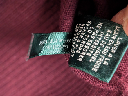 Pull Lauren Ralph Lauren Femme XS Bordeaux Col Bénitier Coton Modal