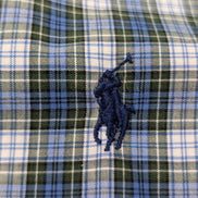 CHEMISE Ralph Lauren Homme L/XL CLASSIC FIT Bleu Vert Carreaux Logo Bleu