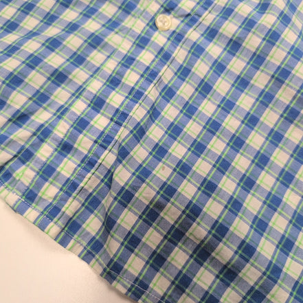 Chemise CHAPS bleue et verte à carreaux manches courtes taille XL #14e