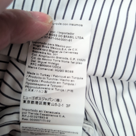 Chemise HUGO BOSS 100% Coton XL Slim Fit Blanche Poignets Mousquetaires