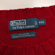 Pull Polo Ralph Lauren Rouge Logo Bleu Marine - 100% Coton - Taille XXL