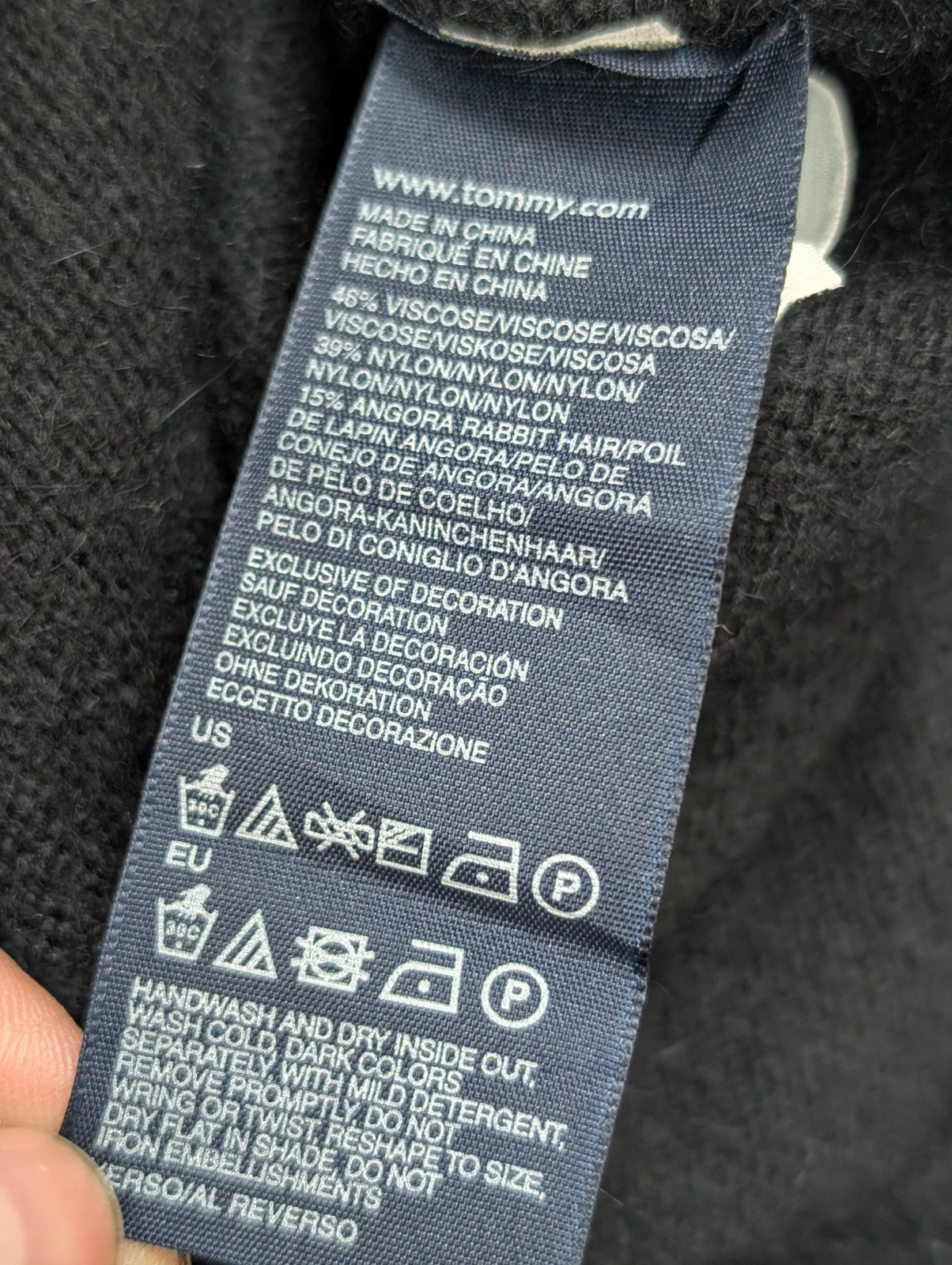 Pull Femme Tommy Hilfiger Noir Angora - Écharpe Intégrée - Taille XS