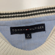 Pull Tommy Hilfiger Homme Col Rond Blanc Cassé Maille Robuste - Taille M