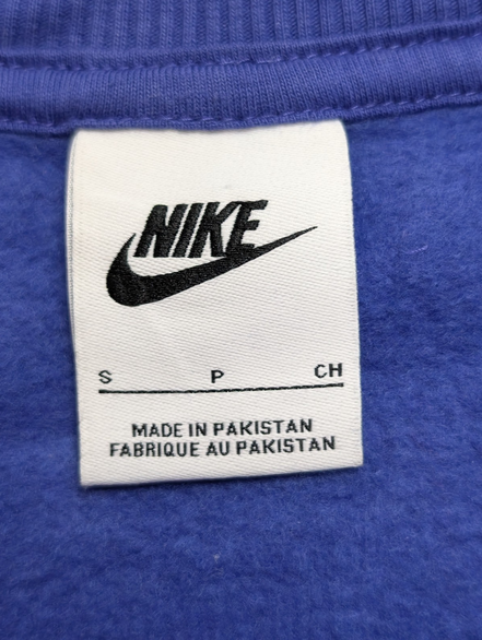 Sweat Nike Col Rond Logo Brodé Blanc Violet Taille S Oversize