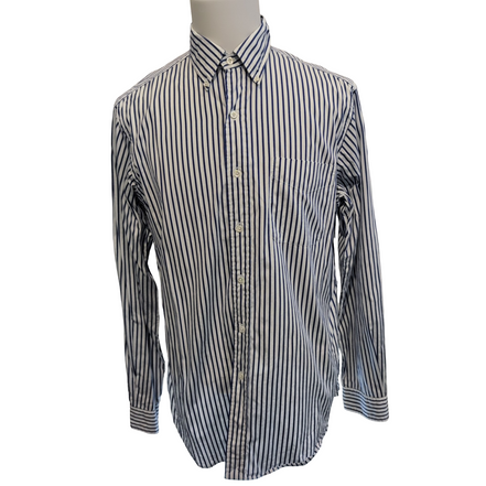 Chemise Ralph Lauren L Classic Fit Bleue Rayures Made in Hong Kong Sans Logo
