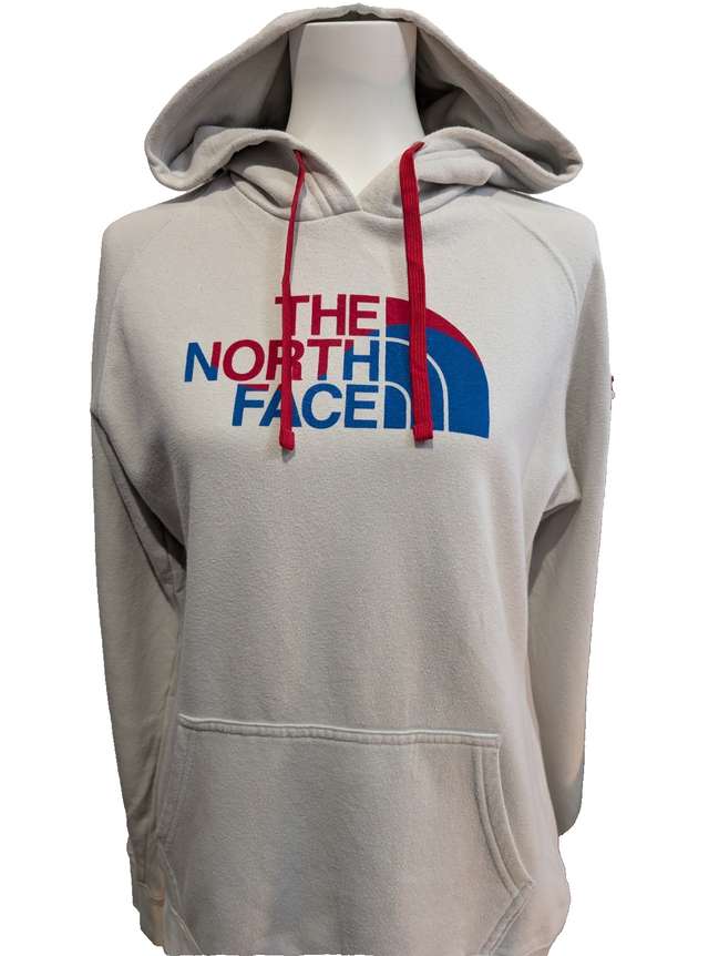 The North Face Sweat à Capuche Blanc Logo Bleu & Rouge - Taille M Femme