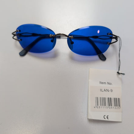 Lunettes de soleil Y2K Branche fine Sans Monture Ovale Bleu Métal Noir