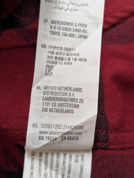 HOLLISTER Flanelle Épaisse Rouge Noir S Logo Brodé EE Boutons Gravés | 329S
