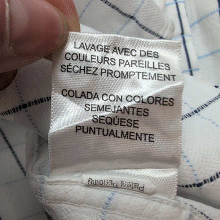 Chemise Tommy Hilfiger Homme XL/XXL Blanche Carreaux Bleus Coton Poche
