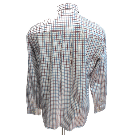 Chemise BURBERRY Taille 4 L Bleu Blanc Rouge Carreaux 100% Coton Logo Bleu