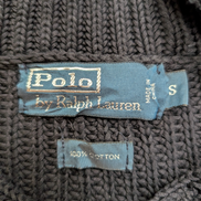Pull chaud Polo Ralph Lauren Épais Noir Col Boutonné Coudières Taille S