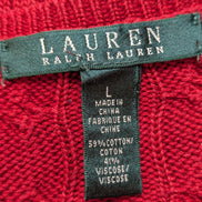 Pull Lauren Ralph Lauren Femme Rouge Satiné Torsadé Boutons Métal Taille L