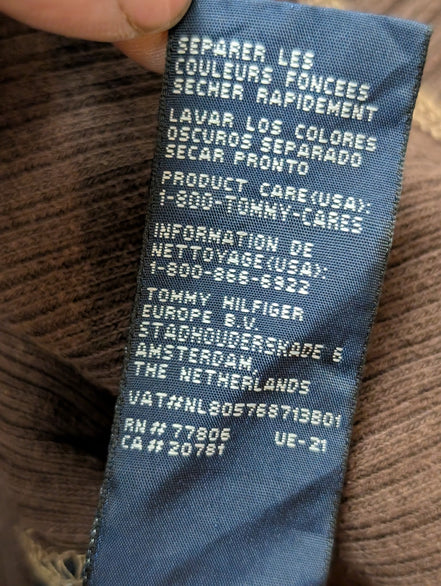 Pull Tommy Hilfiger Marron Texturé Gaufré & Côtelé - Taille L (M)