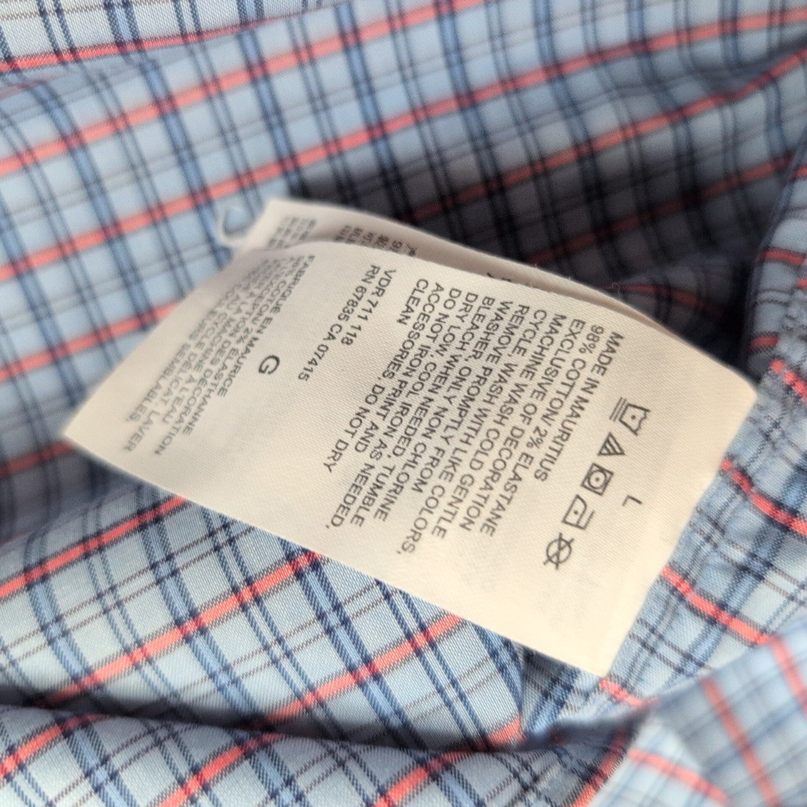 Chemise Nautica L Maurice Bleu Rouge Carreaux Manches courte Stretch Classic Fit