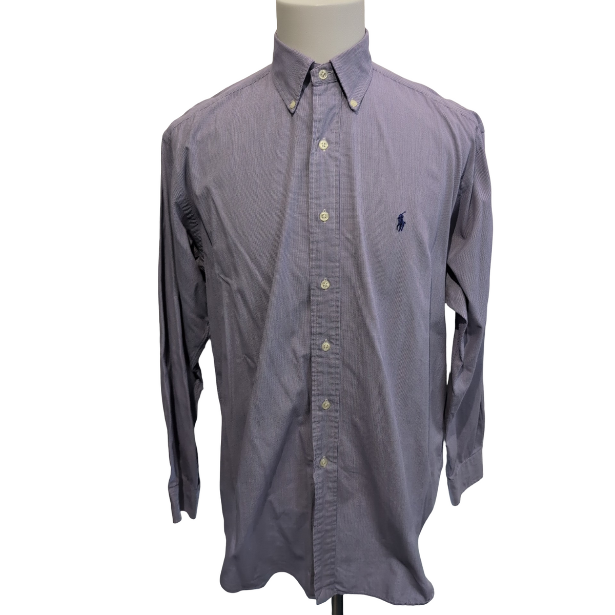 Chemise Ralph Lauren M Violet Bleu Fins Carreaux Manches Longues