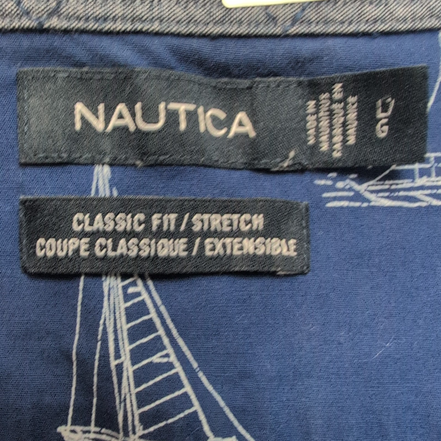 Chemise Nautica L Bleu Marine Motif Voiliers Stretch Manches Courtes