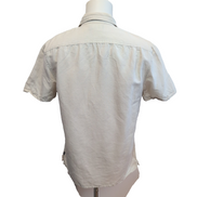 Chemise Nautica lin coton beige crème poche logo manches courtes M