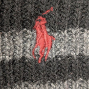 Écharpe Polo Ralph Lauren Côtelée Noire Logo Rouge Laine d'Agneau Mix
