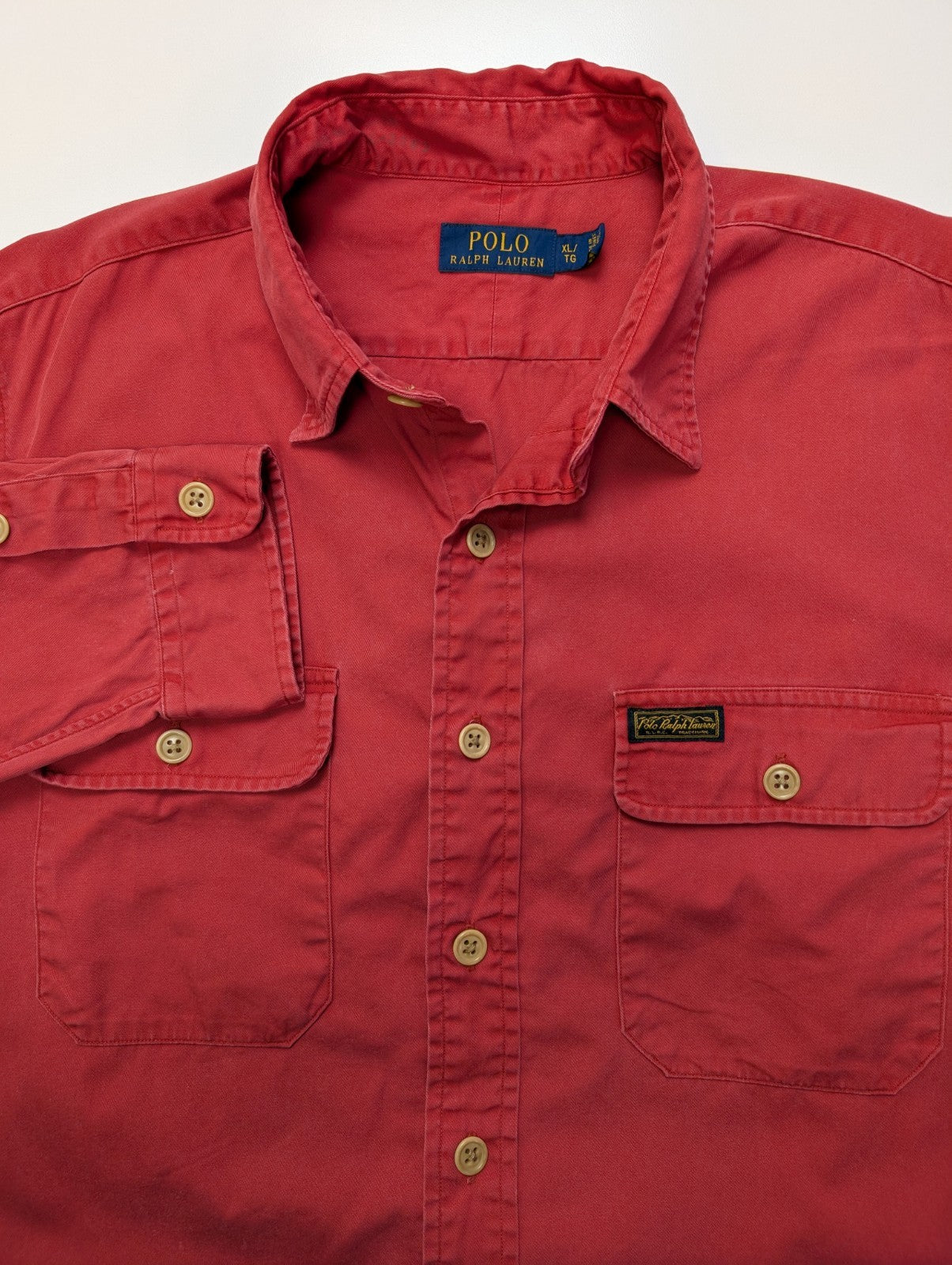 Chemise Polo Ralph Lauren vintage rouge 2 poches taille XL #2619