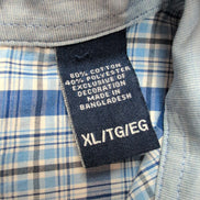 Chemise Chaps Easy Care bleue à carreaux manches courtes taille XL