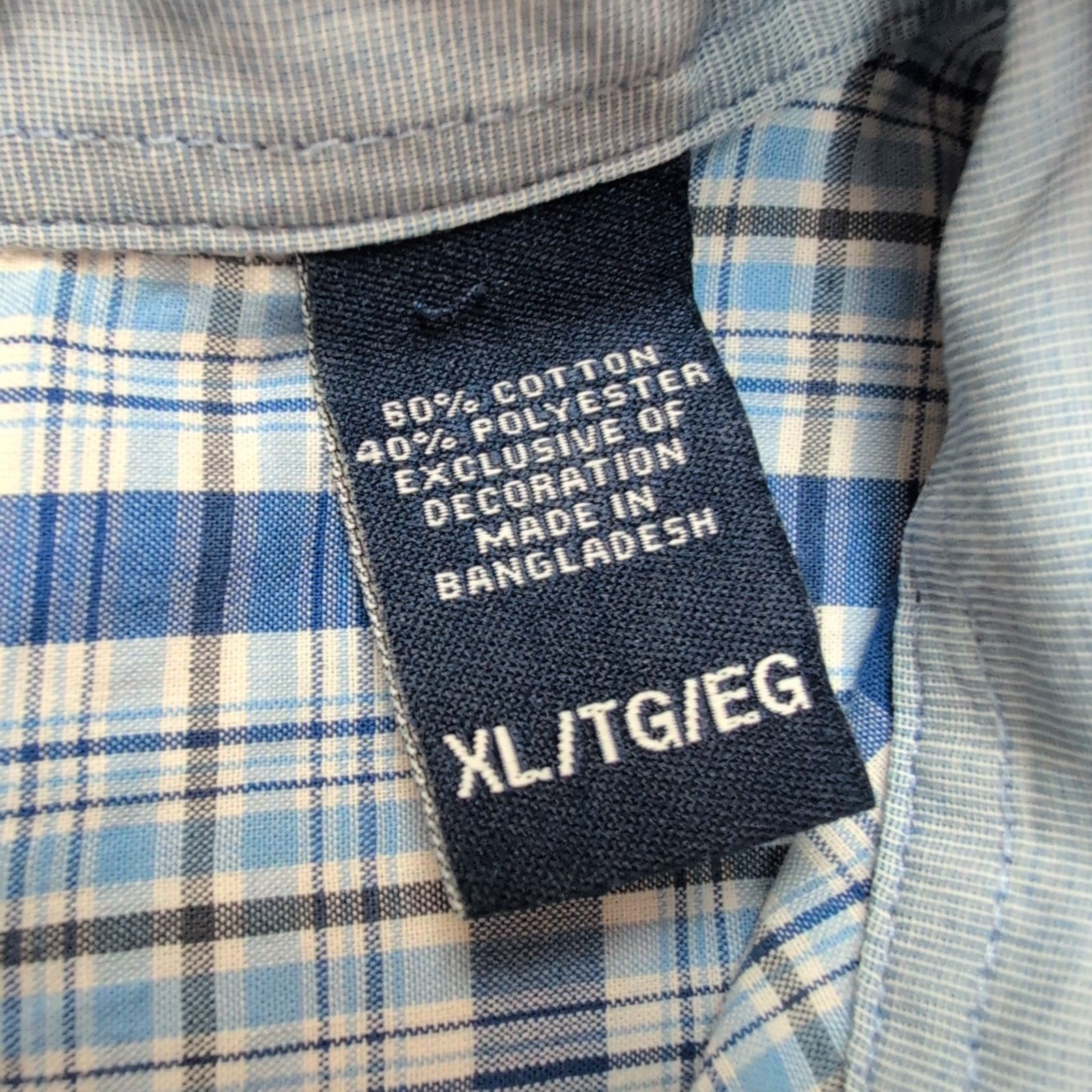 Chemise Chaps Easy Care bleue à carreaux manches courtes taille XL