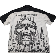Chemise Harley Davidson L Flammes Tête de Mort 2 Poches Zippées Manches courtes