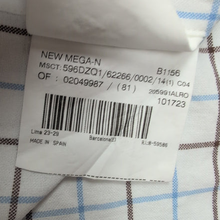Chemise BURBERRY Blanc Carreaux Bleu Marron Taille 14 XS Homme Coton