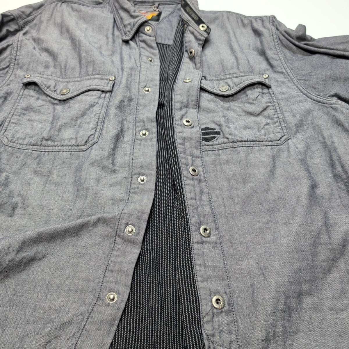 Surchemise Harley Davidson XL gris coton épais doublée boutons pression
