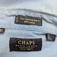 Chemise CHAPS vintage bleu uni logo brodé manches longues homme taille XL