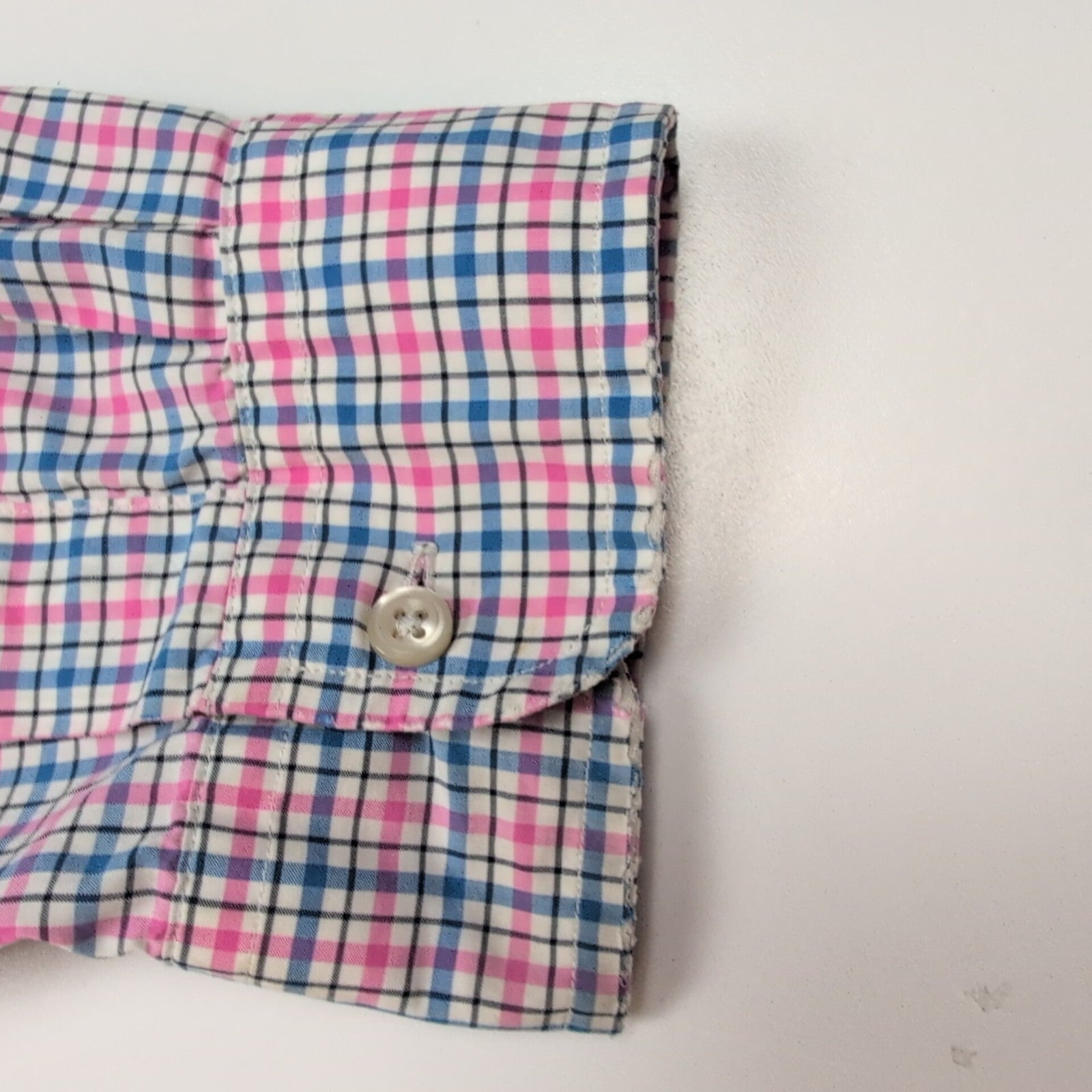 Chemise Ralph Lauren XL Coton Stretch Carreaux Bleu Rose Logo Bleu