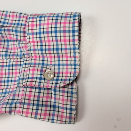 Chemise Ralph Lauren XL Coton Stretch Carreaux Bleu Rose Logo Bleu