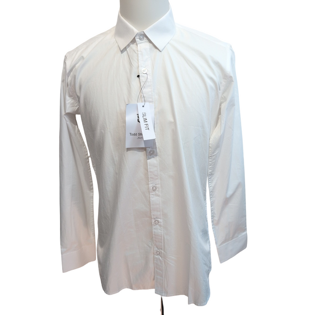 Chemise Todd Shelton L Neuve Étiquette Slim Fit 100% Coton Blanche
