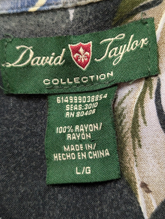 Chemise Hawaïenne David Taylor Viscose Fleurs Noir & Gris - Taille L/G
