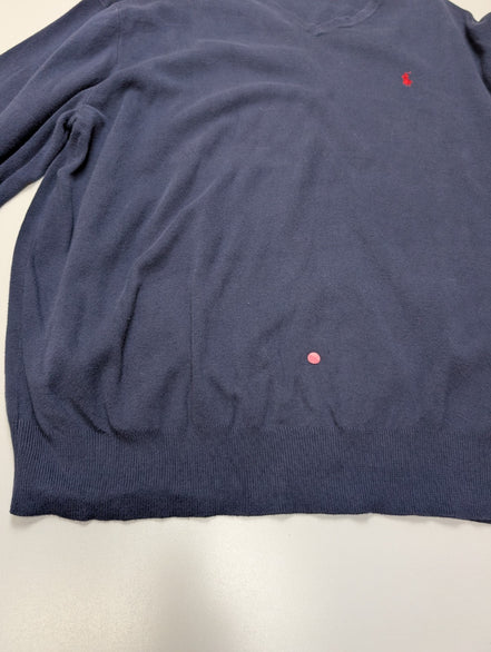 Pull Polo Ralph Lauren Bleu Marine Logo Rouge - 100% Coton - Taille XXL